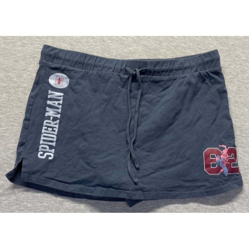Marvel Spider-Man Bermuda Shorts Kids Large Blue Side Slit Logo Drawstring Waist
